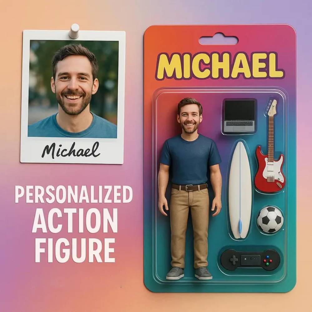 Action Figure Personalizzata A Corpo Intero Con Effetto 3d, Confezione Regalo In Stile Scatola Di Giocattoli, Regalo Artistico Personalizzato Con Stampa 2d, Portachiavi In ​​acrilico, Regalo Per Papà - GiftlabIT