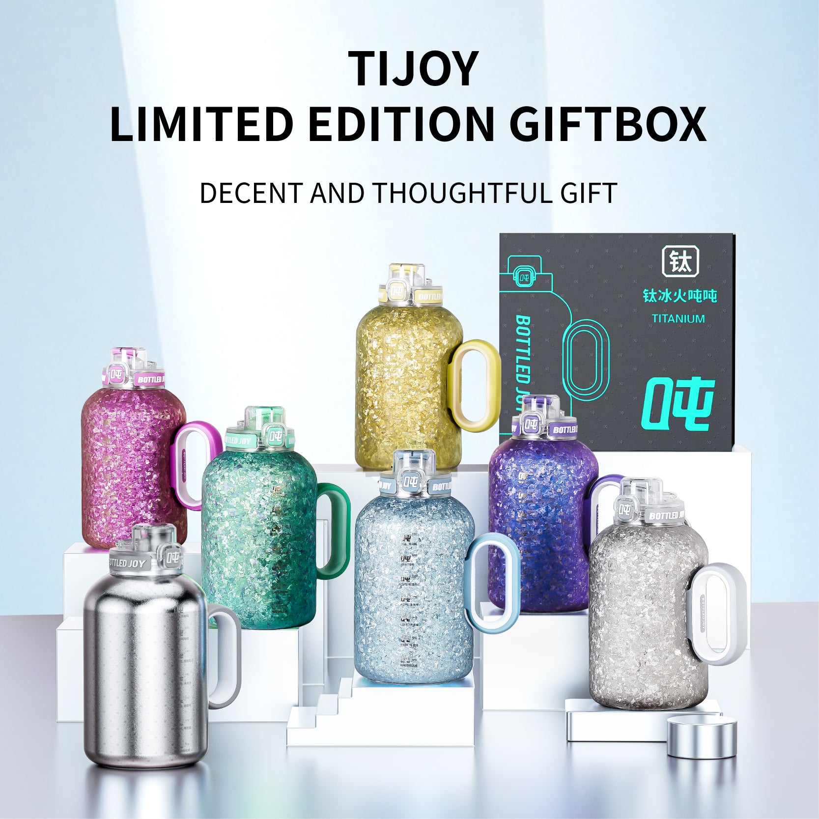 Bottiglia d'acqua Ice Joy Titanium da 1,5 litri - Bottiglia termica leggera | Gioia in bottiglia - GiftlabIT