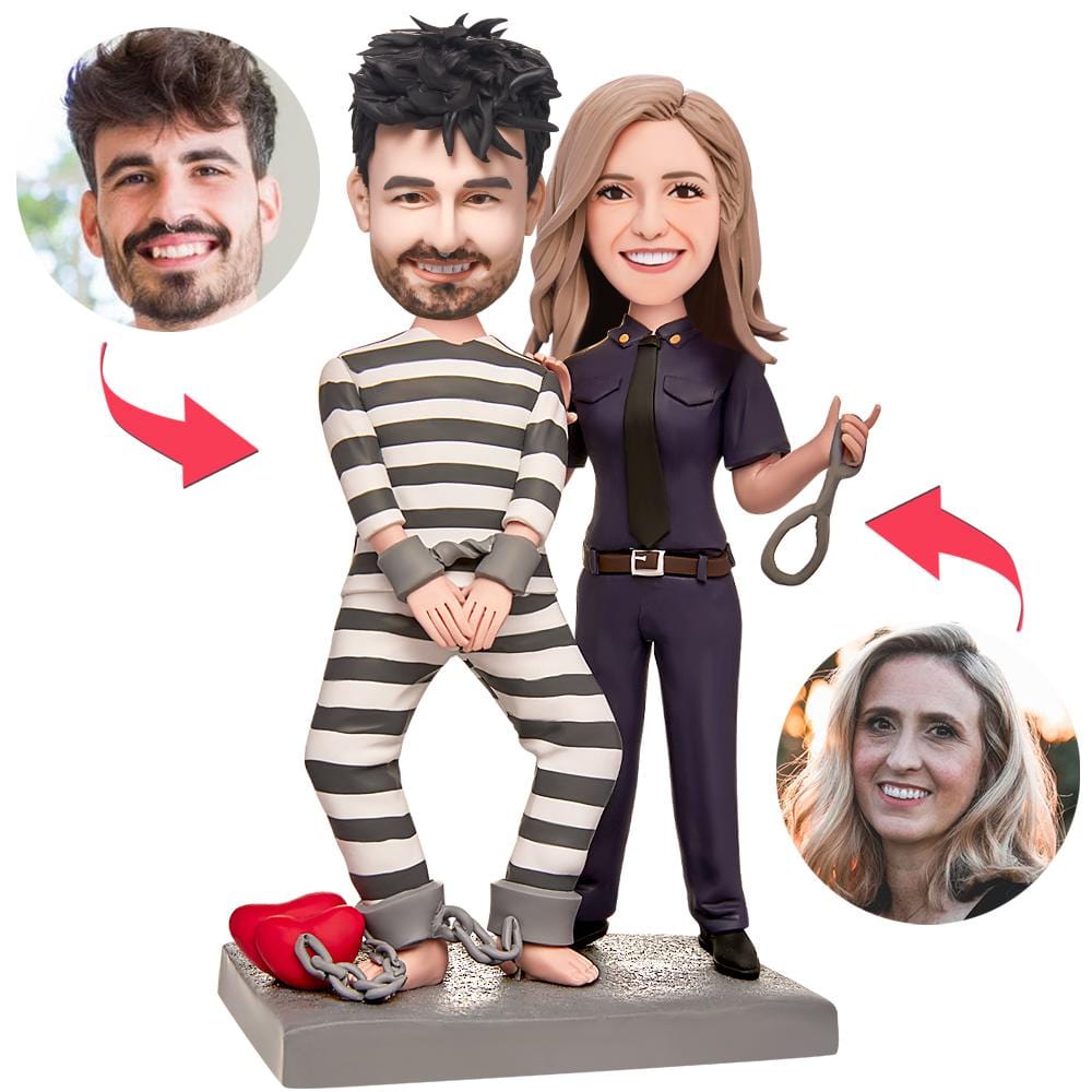 Statuette Personalizzate Per Coppie Con Testa Oscillante, Poliziotti E Prigionieri, Regalo Di Anniversario - GiftlabIT