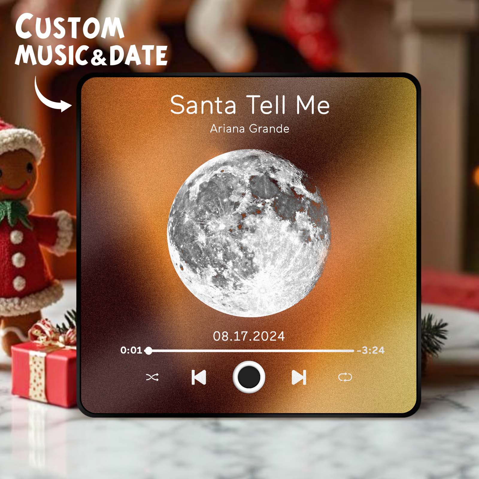 Magnete Da Frigo Personalizzato Con Album, Luna E Frase Musicale, In Grado Di Riprodurre Canzoni. Regalo Di Natale. - GiftlabIT