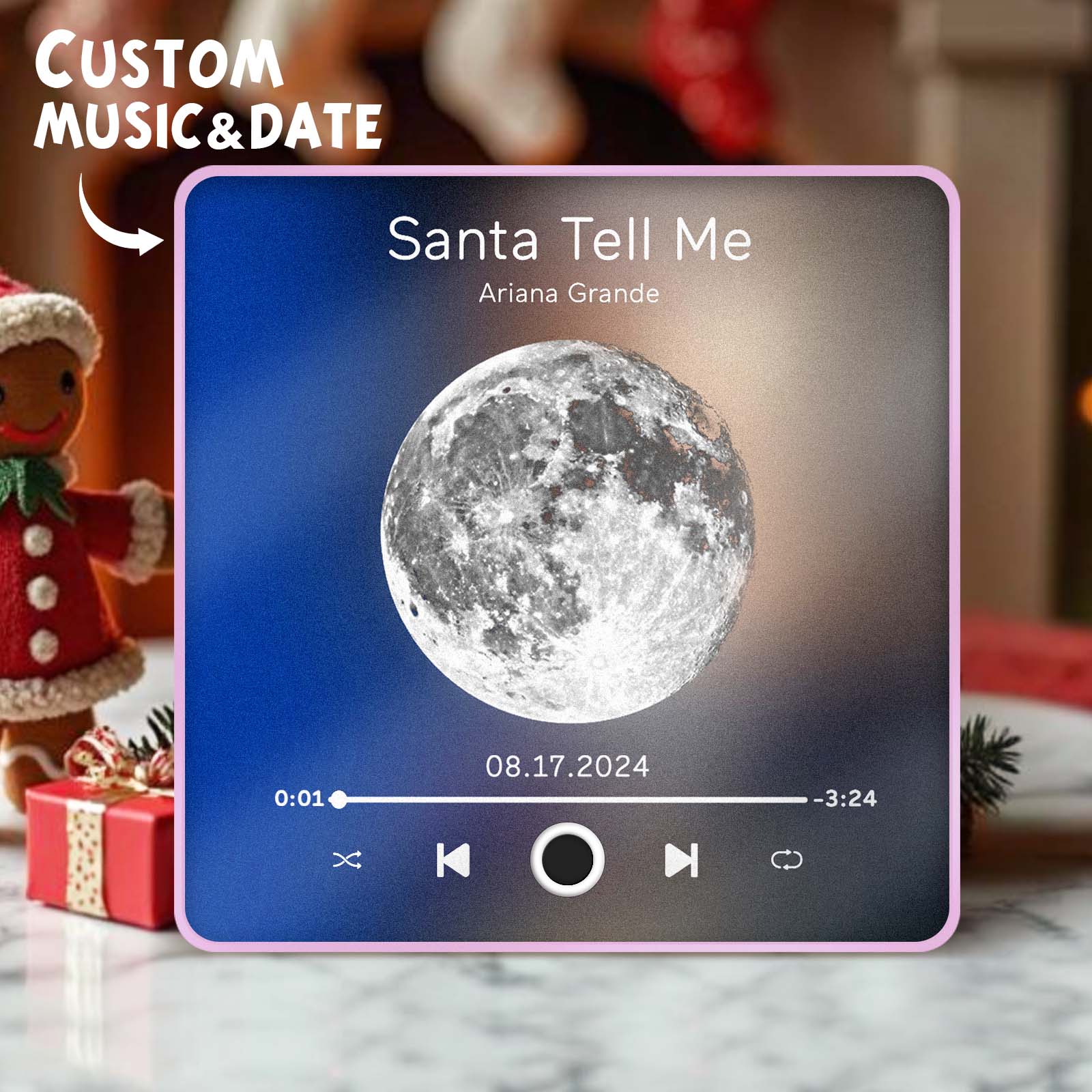 Magnete Da Frigo Personalizzato Con Album, Luna E Frase Musicale, In Grado Di Riprodurre Canzoni. Regalo Di Natale. - GiftlabIT