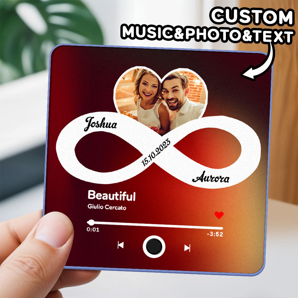 Magnete Da Frigo Personalizzato Con Album Fotografico E Musica. Il Magnete Può Riprodurre Brani E Cambiare File Musicali. Regalo Ideale Per Fidanzata O Moglie. - GiftlabIT