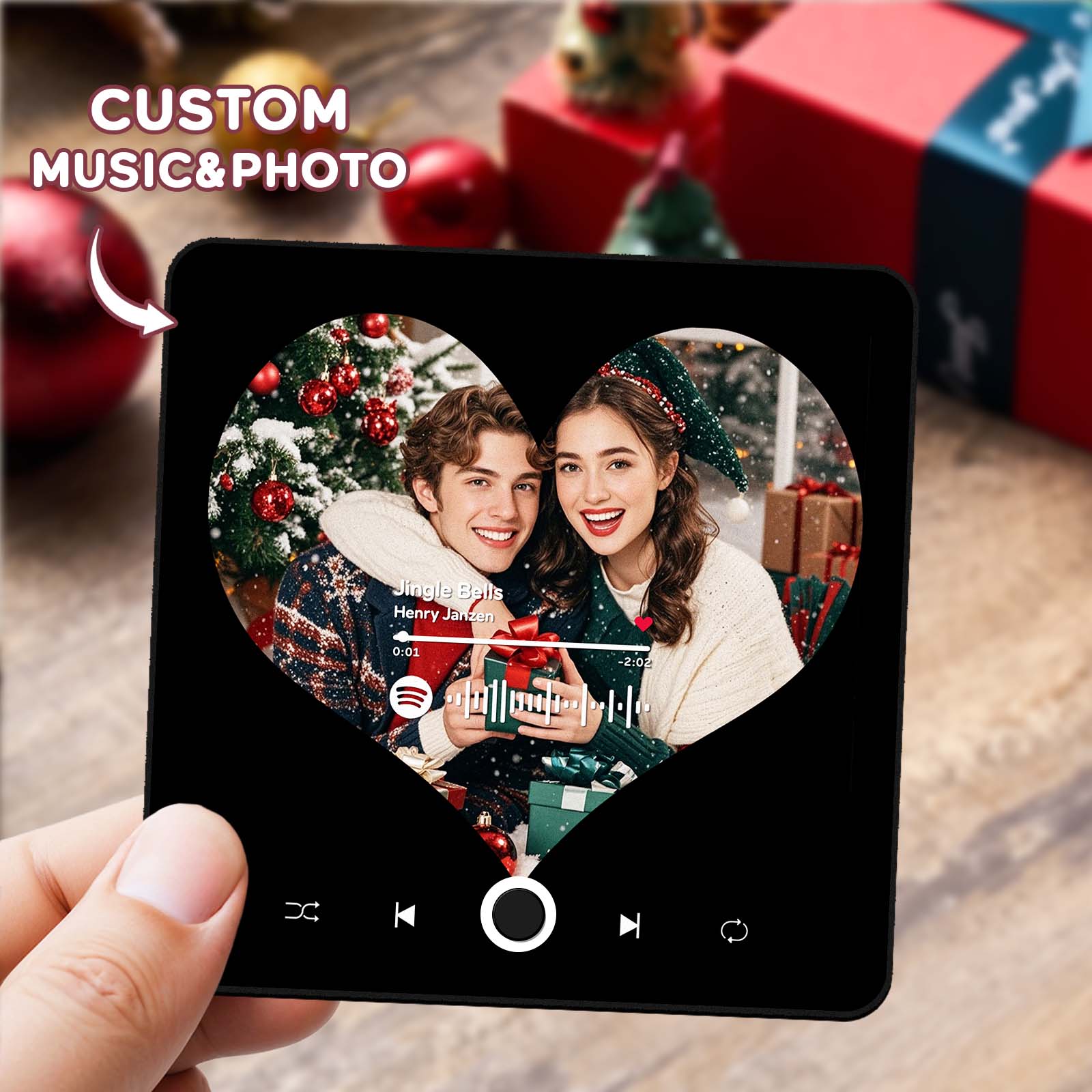 Magnete Da Frigo Personalizzato Con Album Musicale, Riproduce Canzoni, Regalo Di Natale - Forma A Cuore - GiftlabIT