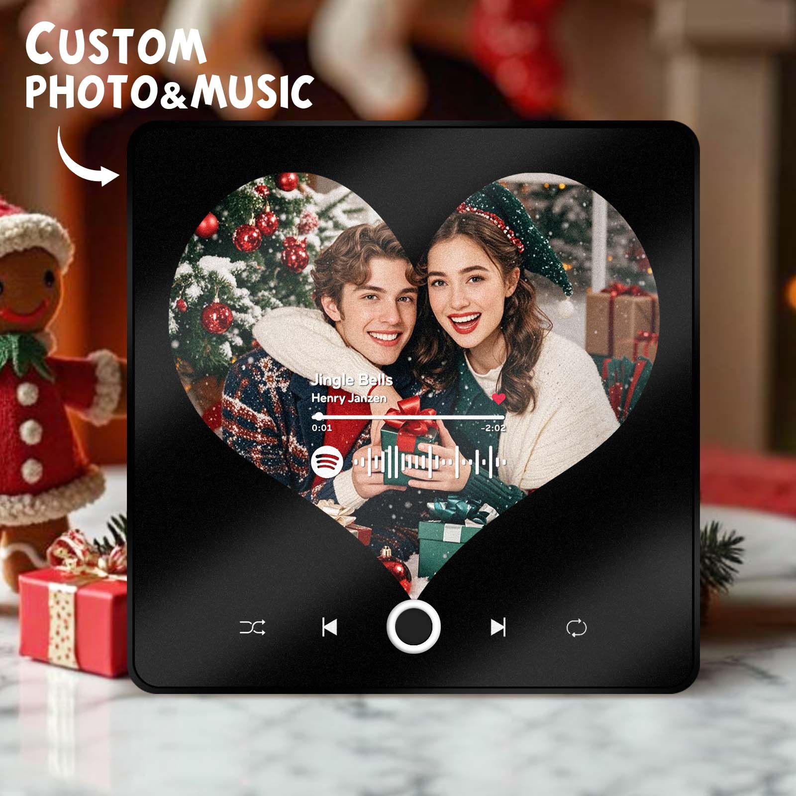 Magnete Da Frigo Personalizzato Con Album Musicale, Riproduce Canzoni, Regalo Di Natale - Forma A Cuore - GiftlabIT