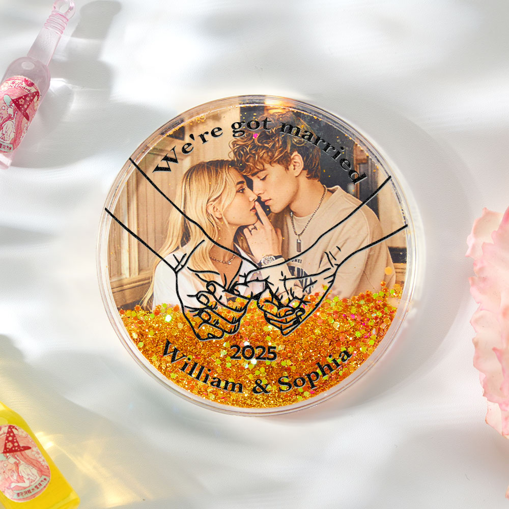 Magnete Da Frigo Rotondo Personalizzato Con Foto E Sabbia Mobile, Magnete Da Frigo Personalizzato, Regali Di Nozze - GiftlabIT