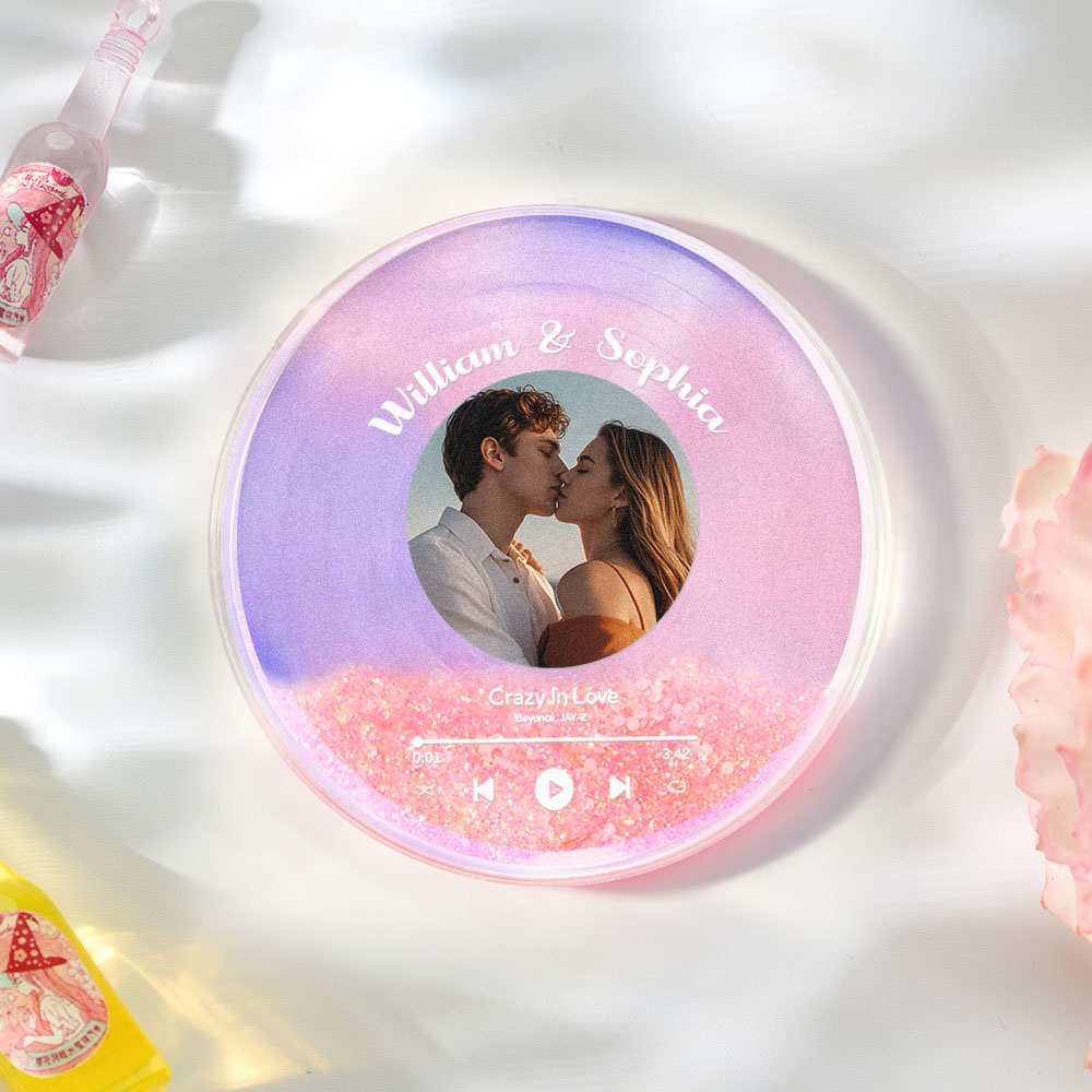 Magnete Da Frigo Rotondo Personalizzato Con Sabbia Mobile, Magnete Da Frigo Personalizzato Con Foto Per Coppia - GiftlabIT