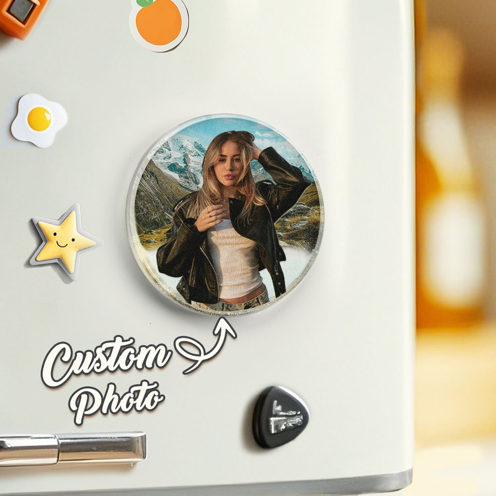 Magnete Da Frigo Rotondo Personalizzato Con Sabbia Mobile, Magnete Da Frigo Personalizzato Con Foto Per Lei - GiftlabIT