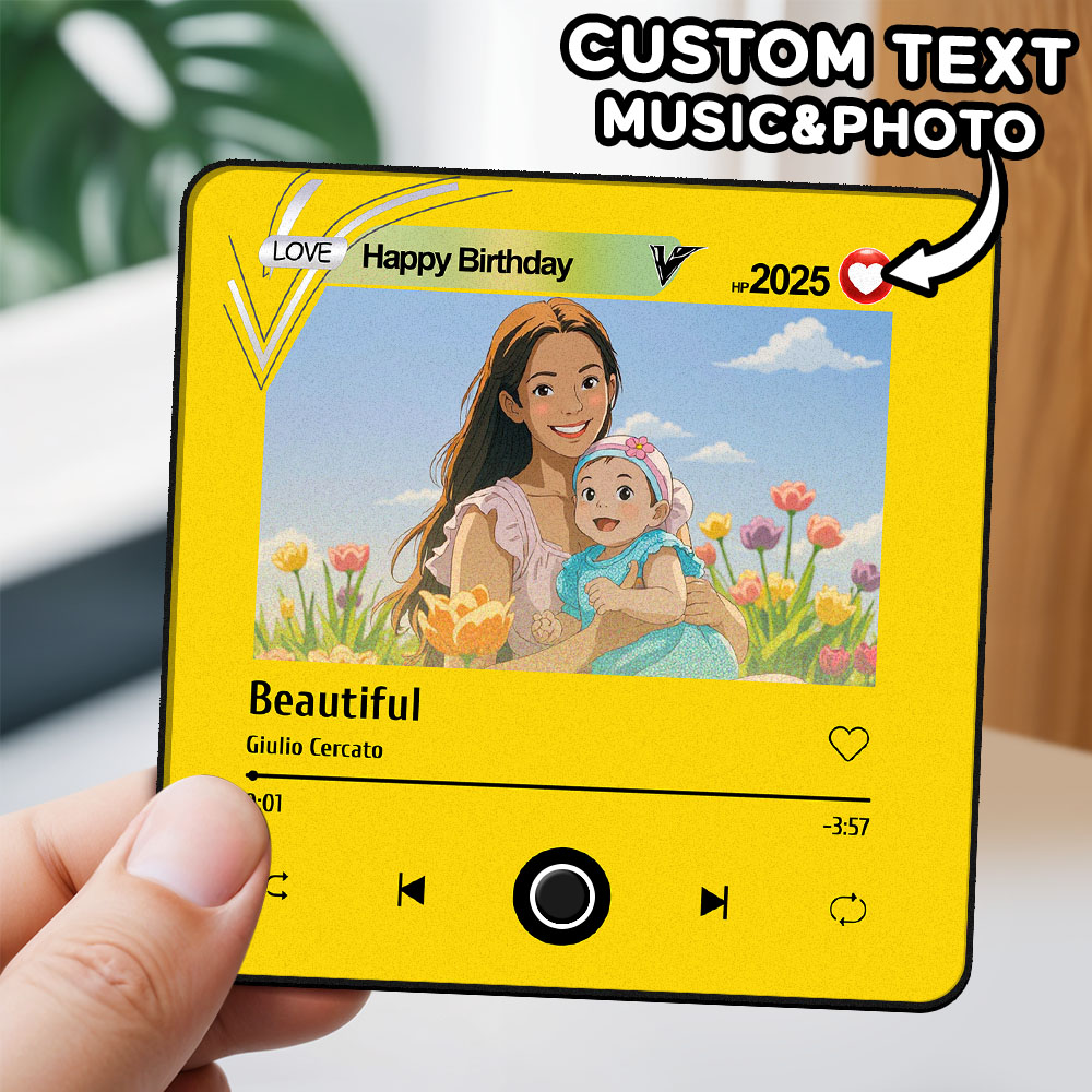 Magnete Da Frigo Personalizzato Con Foto Di Cartoni Animati. La Musica Può Essere Riprodotta Senza Cellulare. Magnete Da Frigo Con Foto Per Innamorati. - GiftlabIT