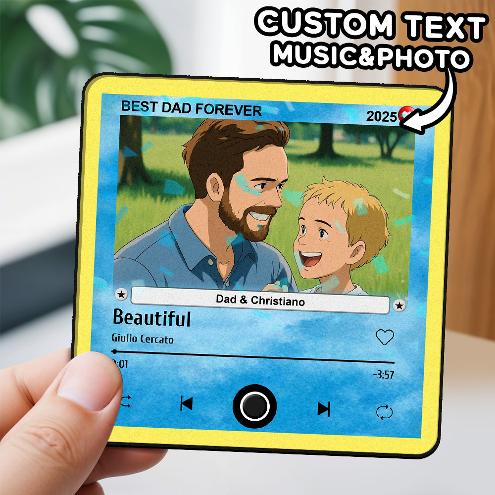 Magnete Da Frigo Personalizzato Con Foto Di Papà In Stile Cartone Animato. La Musica Può Essere Riprodotta Senza Cellulare. Decorazione Per Frigorifero Con Foto E Immagine Per Innamorati. - GiftlabIT