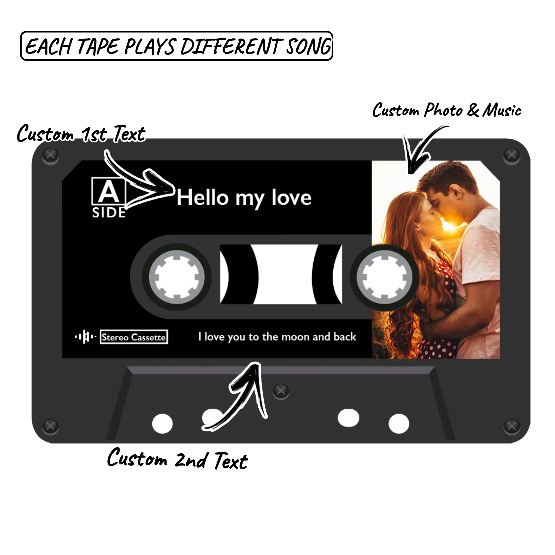 Mixtape Musicale A Forma Di Cassetta Da Frigo Con Anteprima Prima Dell'acquisto | Riproduzione Automatica Di 1-9 Brani | Mixtape Decorativo In Acrilico | Non Serve Il Telefono | Regalo Ideale Per Coppie - GiftlabIT