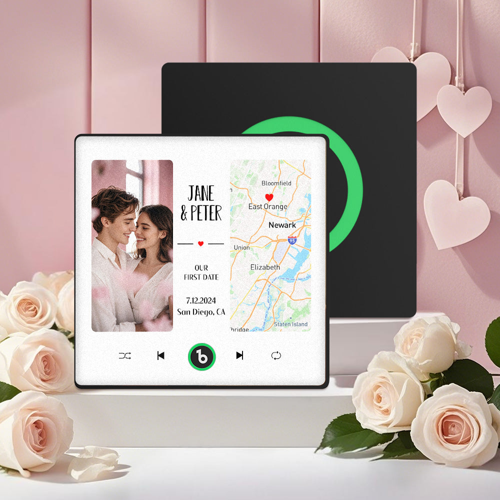 Magnete Da Frigo Musicale Personalizzato Con Foto E Mappa, Magnete Da Frigo Musicale Migliorato, Regali Di San Valentino, Il Nostro Primo Appuntamento - GiftlabIT