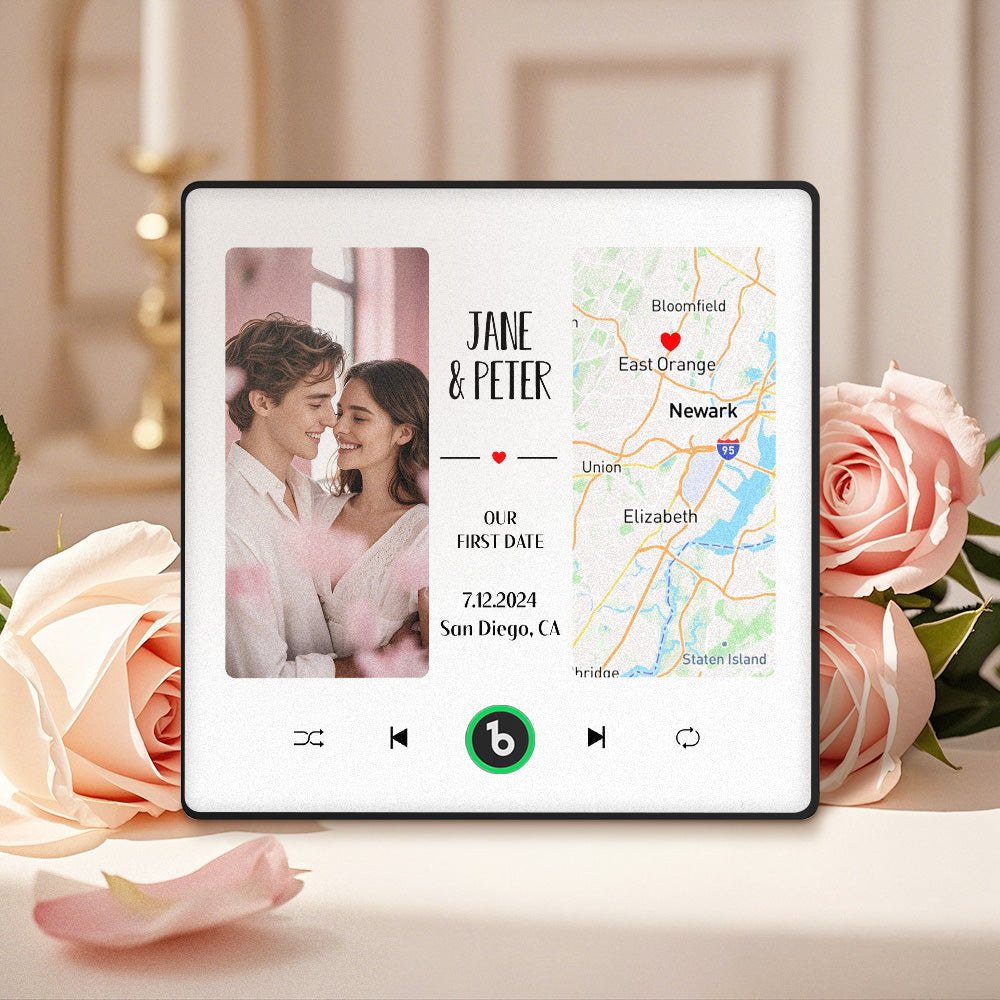 Magnete Da Frigo Musicale Personalizzato Con Foto E Mappa, Magnete Da Frigo Musicale Migliorato, Regali Di San Valentino, Il Nostro Primo Appuntamento - GiftlabIT