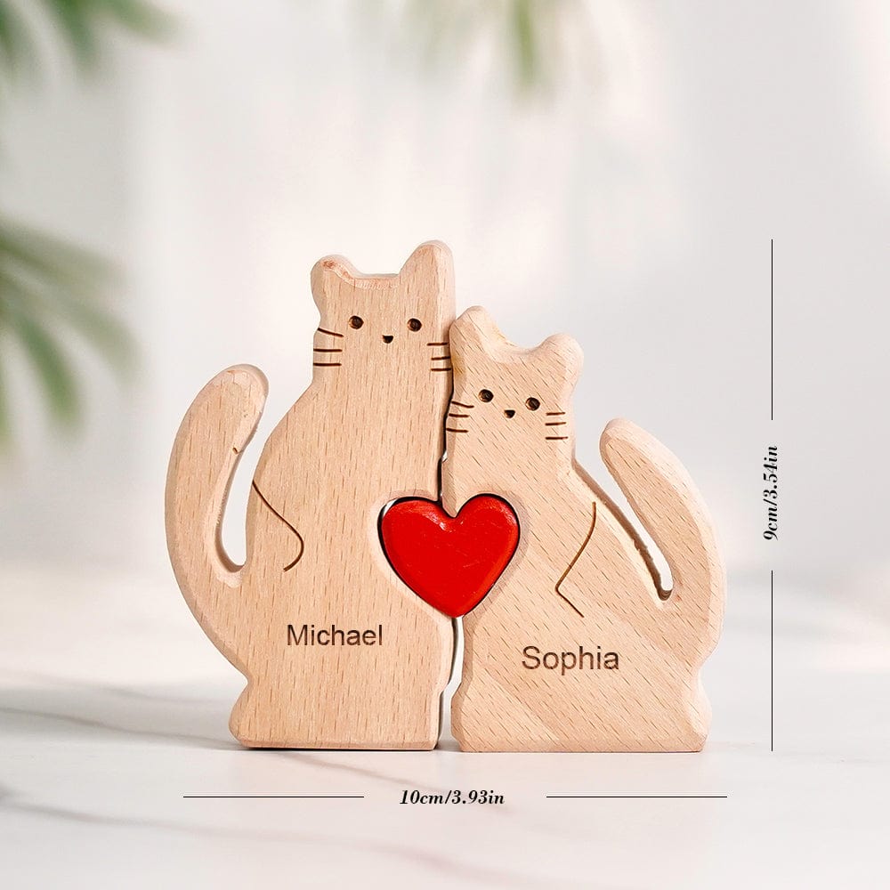 Puzzle Di Legno Con Gatti E Nomi Di Famiglia Personalizzabili, Decorazione Per La Casa, Idea Regalo - GiftlabIT