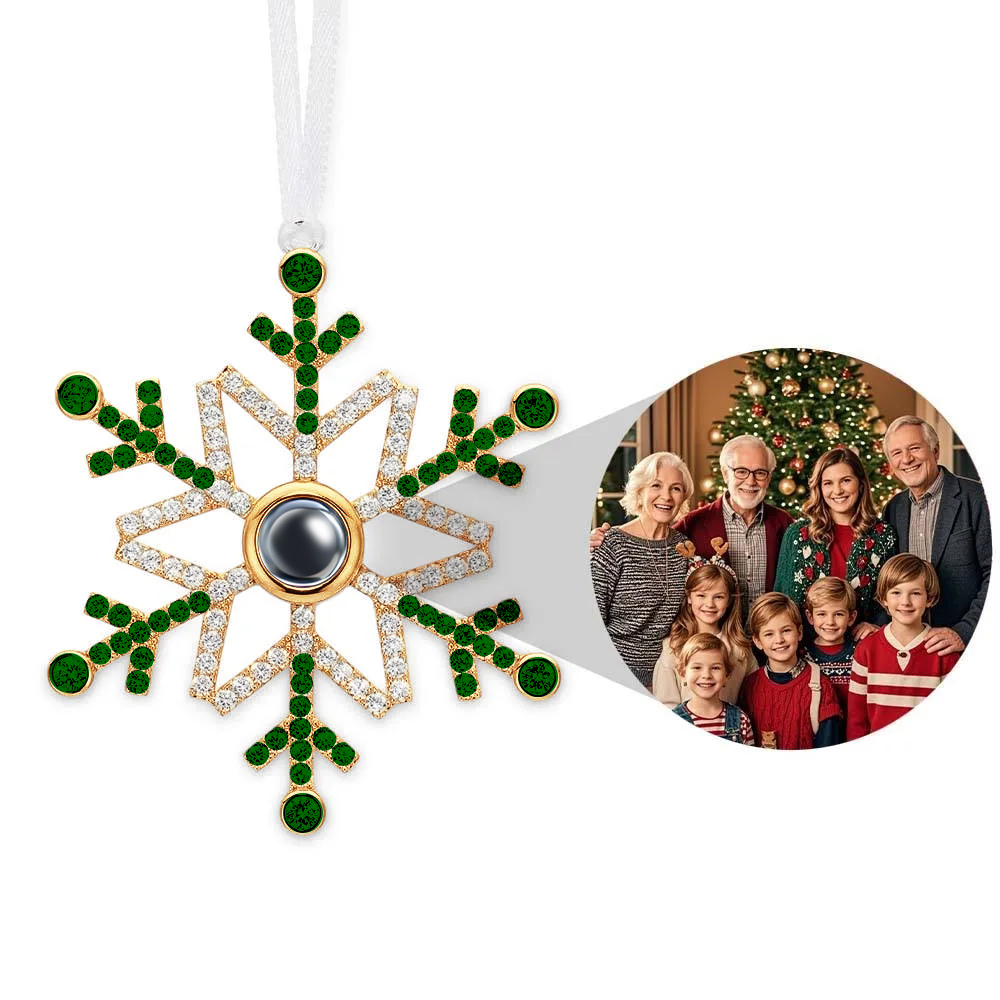 Ornamento Natalizio Personalizzato Con Foto Di Fiocco Di Neve Verde, Decorazione Per Albero Di Natale Con Proiezione, Regalo Di Natale Per Lui. - GiftlabIT