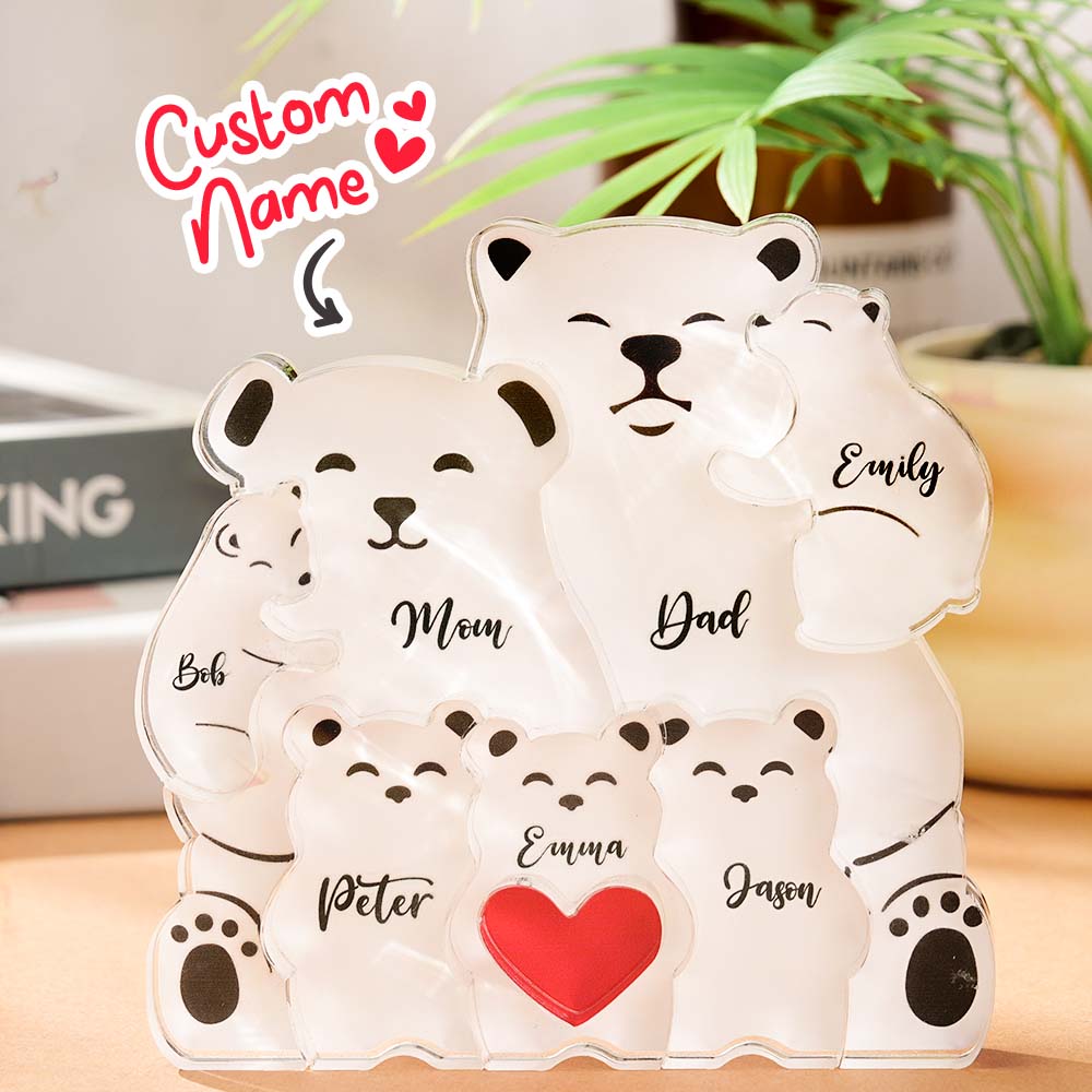 Puzzle Personalizzato A Forma Di Orsetto Con I Nomi Dei Membri Della Famiglia, Regalo Perfetto Per La Mamma. - GiftlabIT