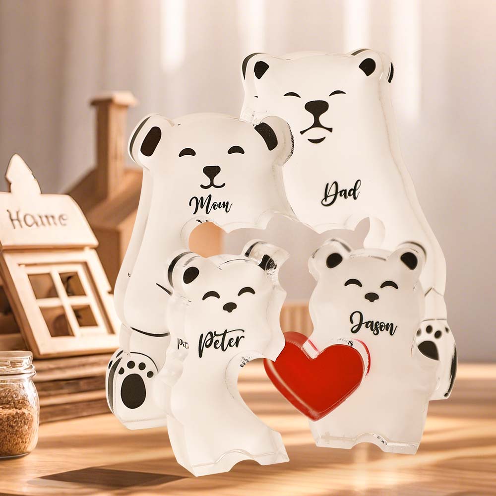 Puzzle Personalizzato A Forma Di Orsetto Con I Nomi Dei Membri Della Famiglia, Regalo Perfetto Per La Mamma. - GiftlabIT