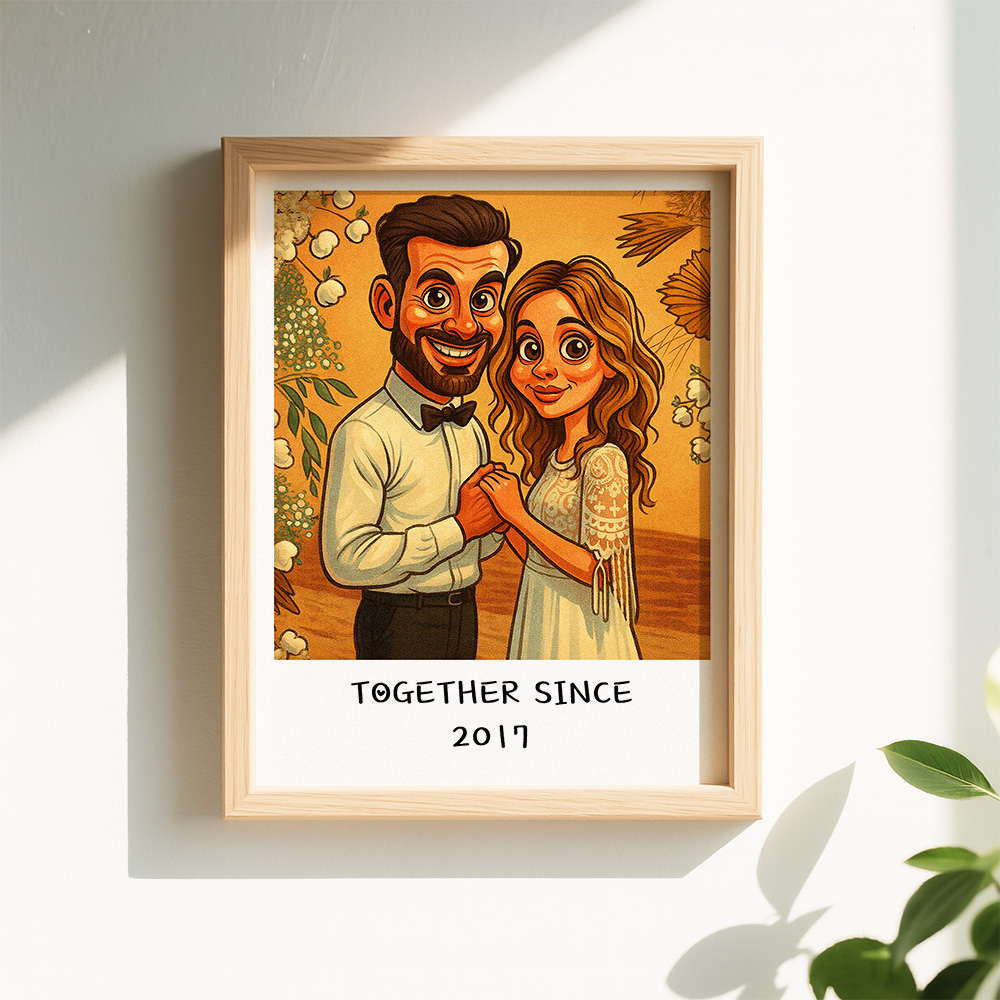 Cornice Personalizzata Con Caricatura Divertente: Trasforma La Tua Foto In Un Regalo Artistico Esilarante. - GiftlabIT