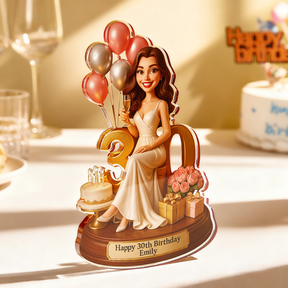Targa Acrilica Personalizzata Con Ritratto Di Compleanno Per Donne, Effetto 2d E 3d Pop. - GiftlabIT