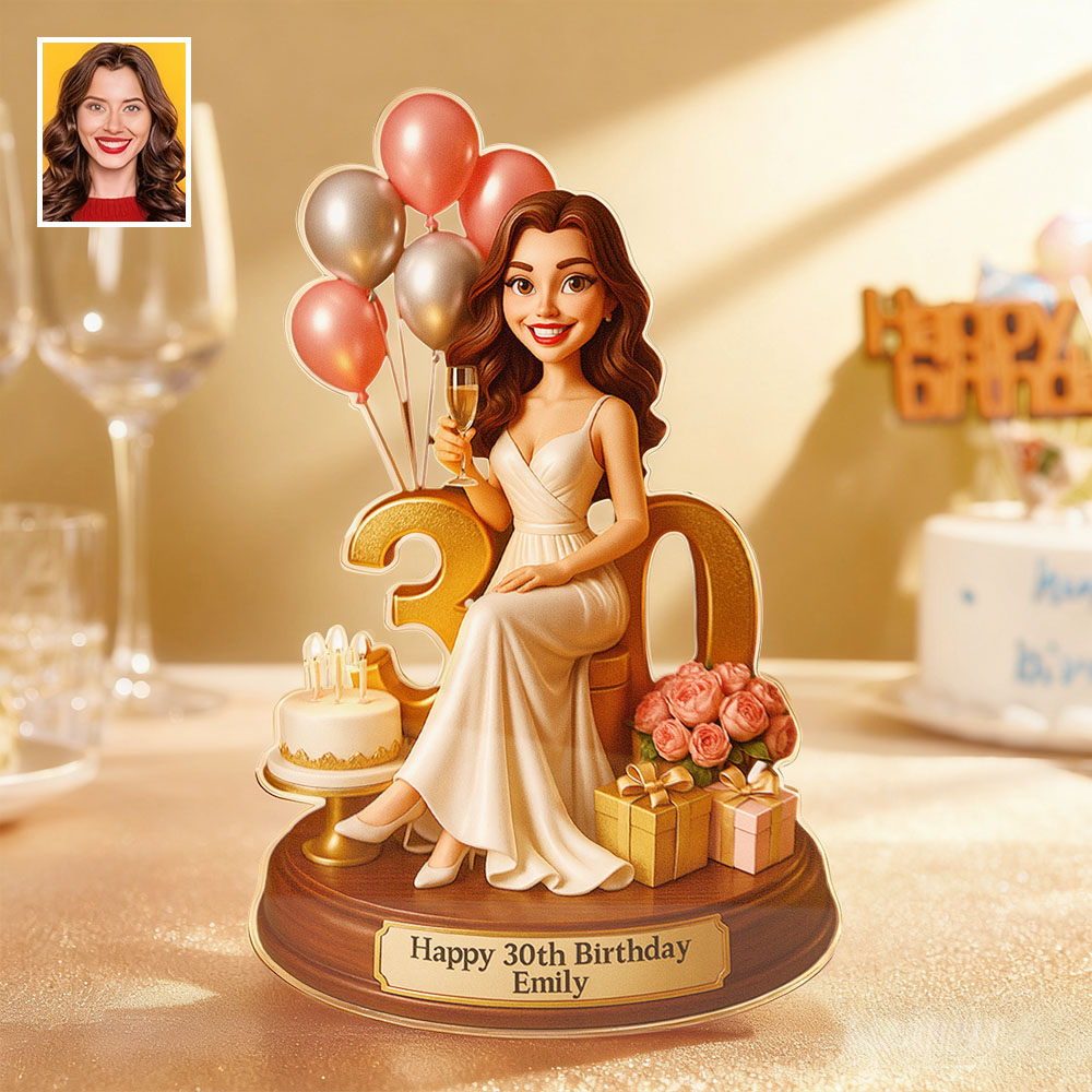 Targa Acrilica Personalizzata Con Ritratto Di Compleanno Per Donne, Effetto 2d E 3d Pop. - GiftlabIT