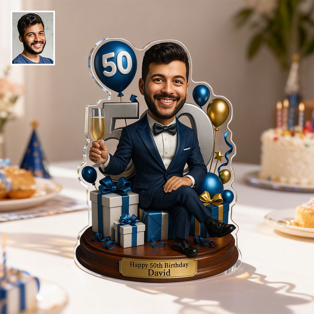 Foto Personalizzata, Caricatura Uomo, Ritratto Regalo, Targa Acrilica Effetto 2d, 3d Pop - GiftlabIT
