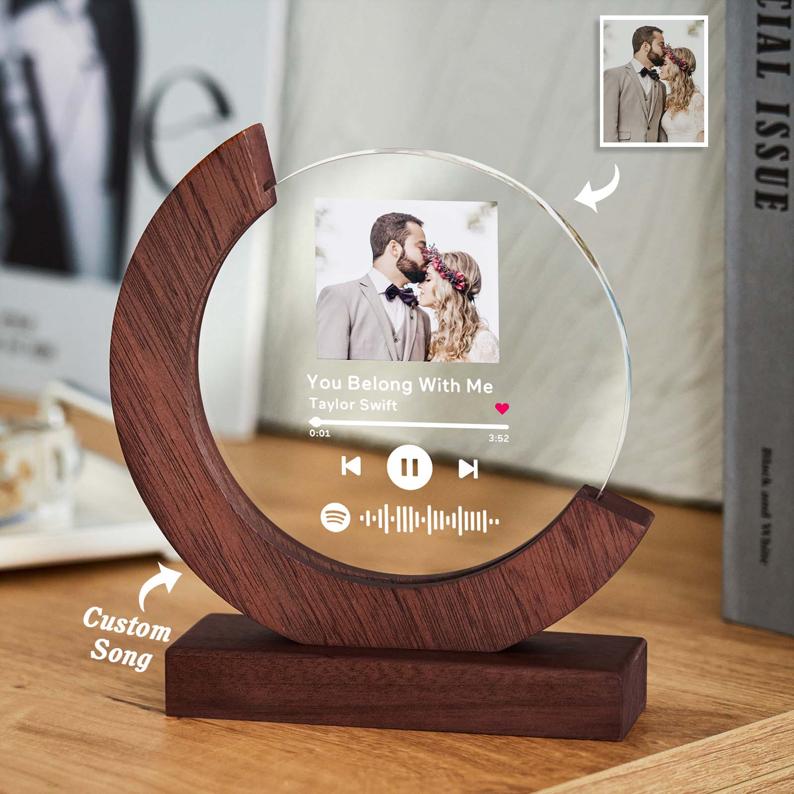 Targa Musicale In Cristallo Con Codice Musicale Personalizzato Scansionabile E Foto Personalizzata - GiftlabIT