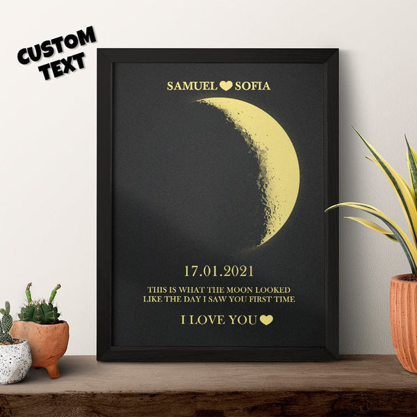 Regali Di San Valentino: Cornice In Legno Personalizzata Con Fasi Lunari E Nomi, Con Il Tuo Testo. - GiftlabIT