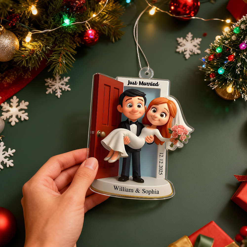 Decorazione Natalizia Personalizzata 'il Nostro Primo Natale Da Sposati' - Decorazione Personalizzata Per La Soglia Di Casa Per La Coppia Di Sposi. - GiftlabIT