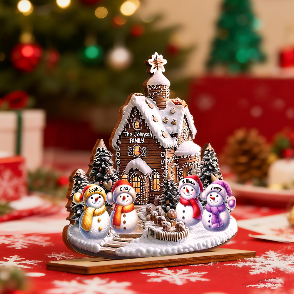 Buon Natale Pupazzo Di Neve - Personalizzato Famiglia 1 Strato Grande Autoportante - GiftlabIT