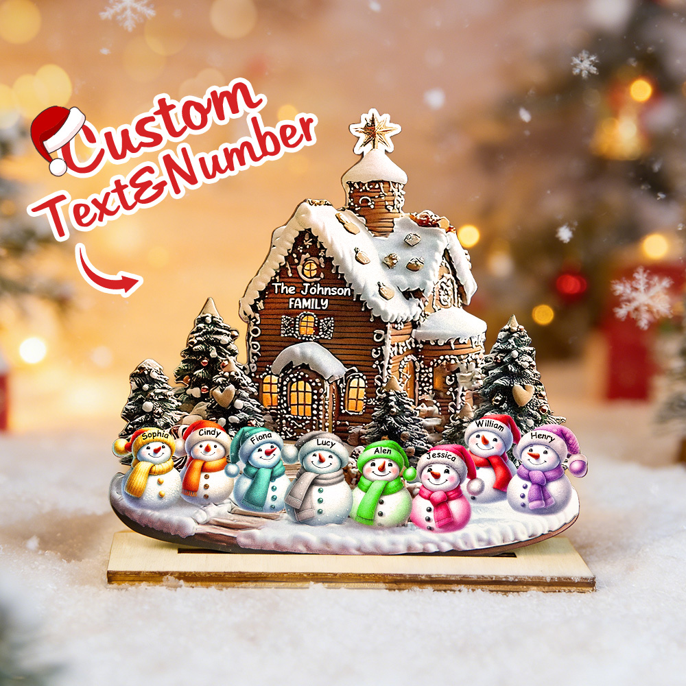 Buon Natale Pupazzo Di Neve - Personalizzato Famiglia 1 Strato Grande Autoportante - GiftlabIT