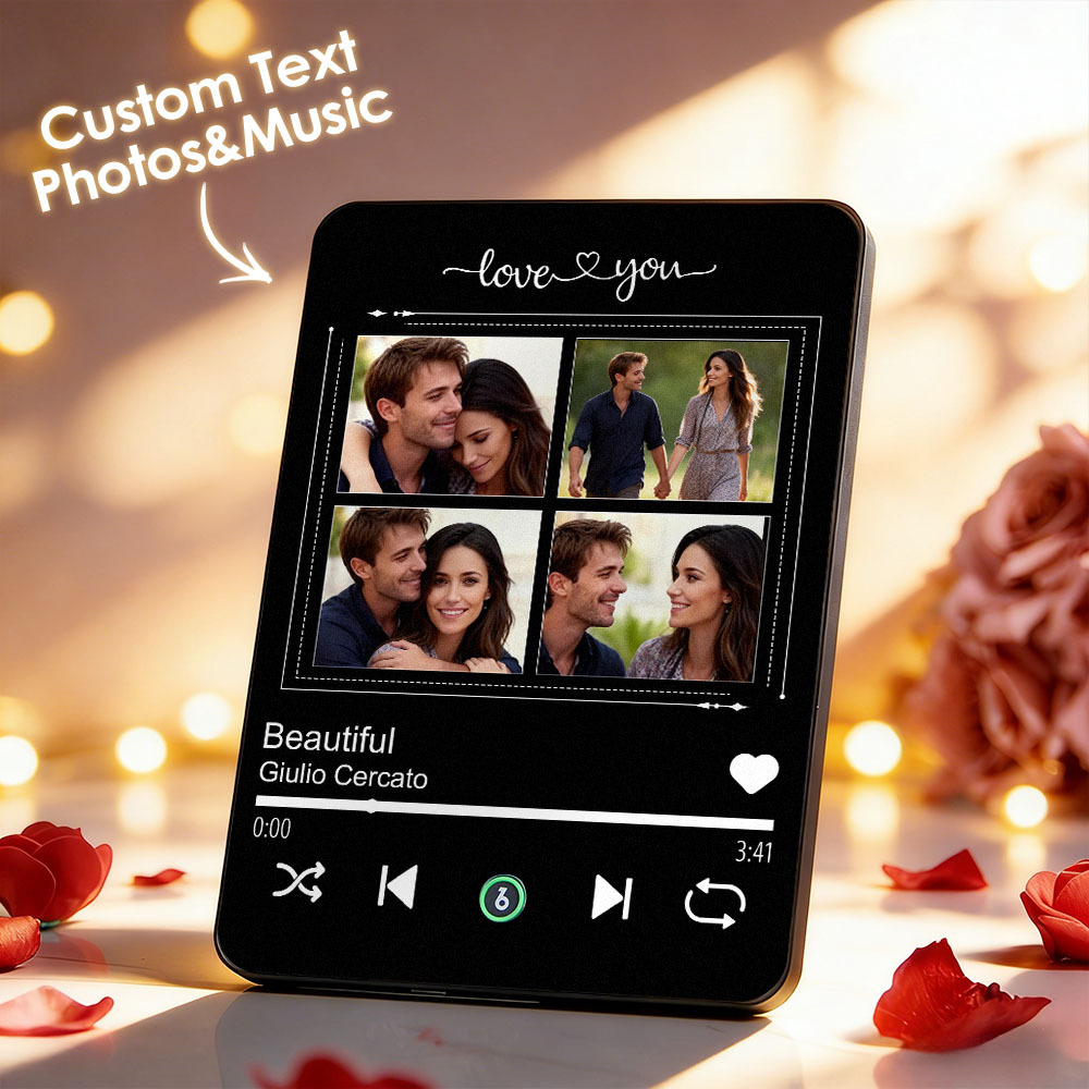 Targa Regalo Personalizzata Con Canzone - Cornice Portafoto Musicale Personalizzata Con Riproduzione Di Brani | Regalo Di Anniversario, Compleanno E Natale Per Coppie - GiftlabIT