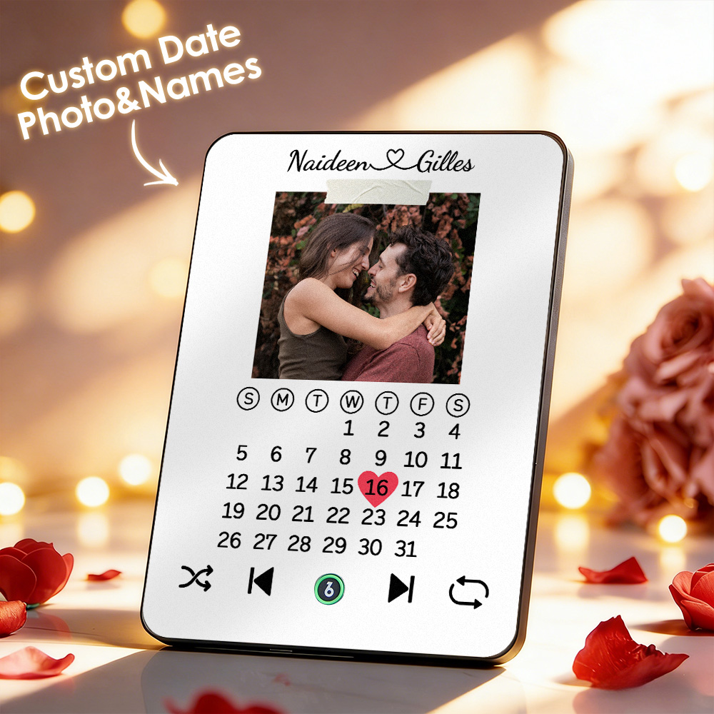 Regalo Di Anniversario Personalizzato: Targa Musicale Con Lettore, Cornice Acrilica Personalizzata Per Coppie, Aggiungi La Tua Foto E La Canzone Del Tuo Matrimonio. - GiftlabIT