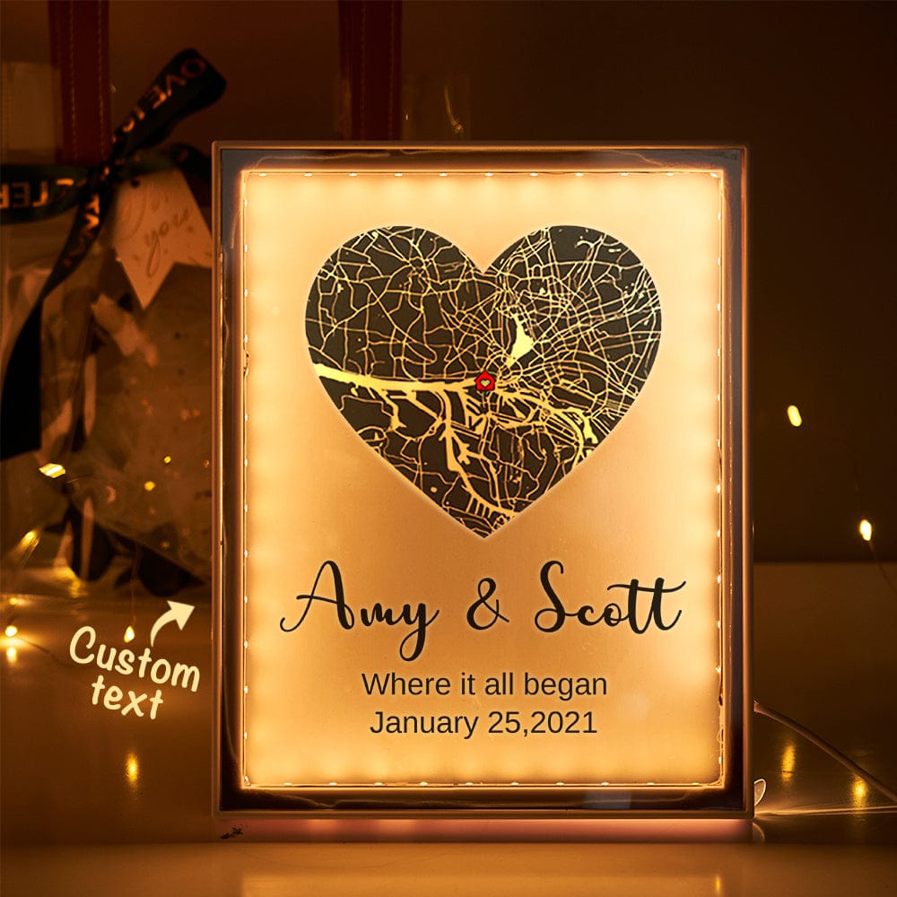 Specchio Luminoso Con Mappa Personalizzata, Regalo Per Relazioni A Distanza. - GiftlabIT