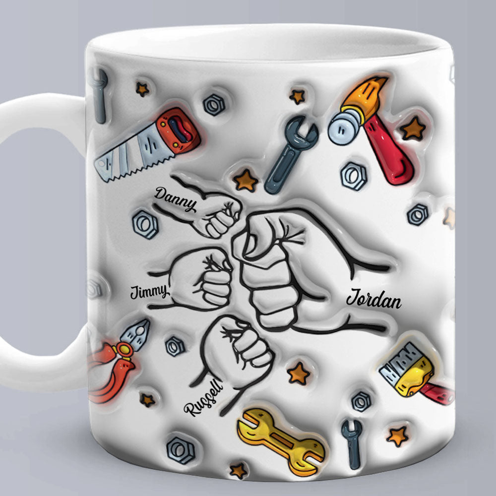 Tazza Stampata Con Effetto Gonfiato 3d Con Nomi Personalizzati, 1-6 Regali Per La Festa Del Papà Dei Bambini - GiftlabIT