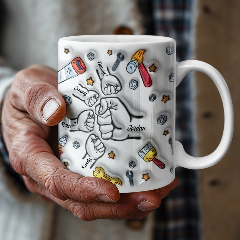 Tazza Stampata Con Effetto Gonfiato 3d Con Nomi Personalizzati, 1-6 Regali Per La Festa Del Papà Dei Bambini - GiftlabIT