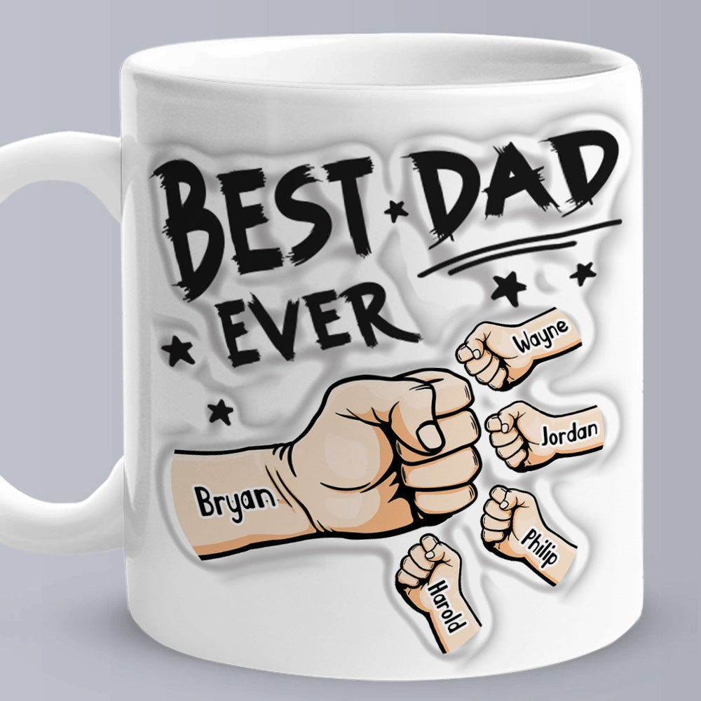 Regalo Per Papà Tazza In Ceramica Con Stampa Effetto 3d Personalizzata Con Nomi Di Bambini Da 1 A 6 Sei Il Mio Papà Migliore - GiftlabIT