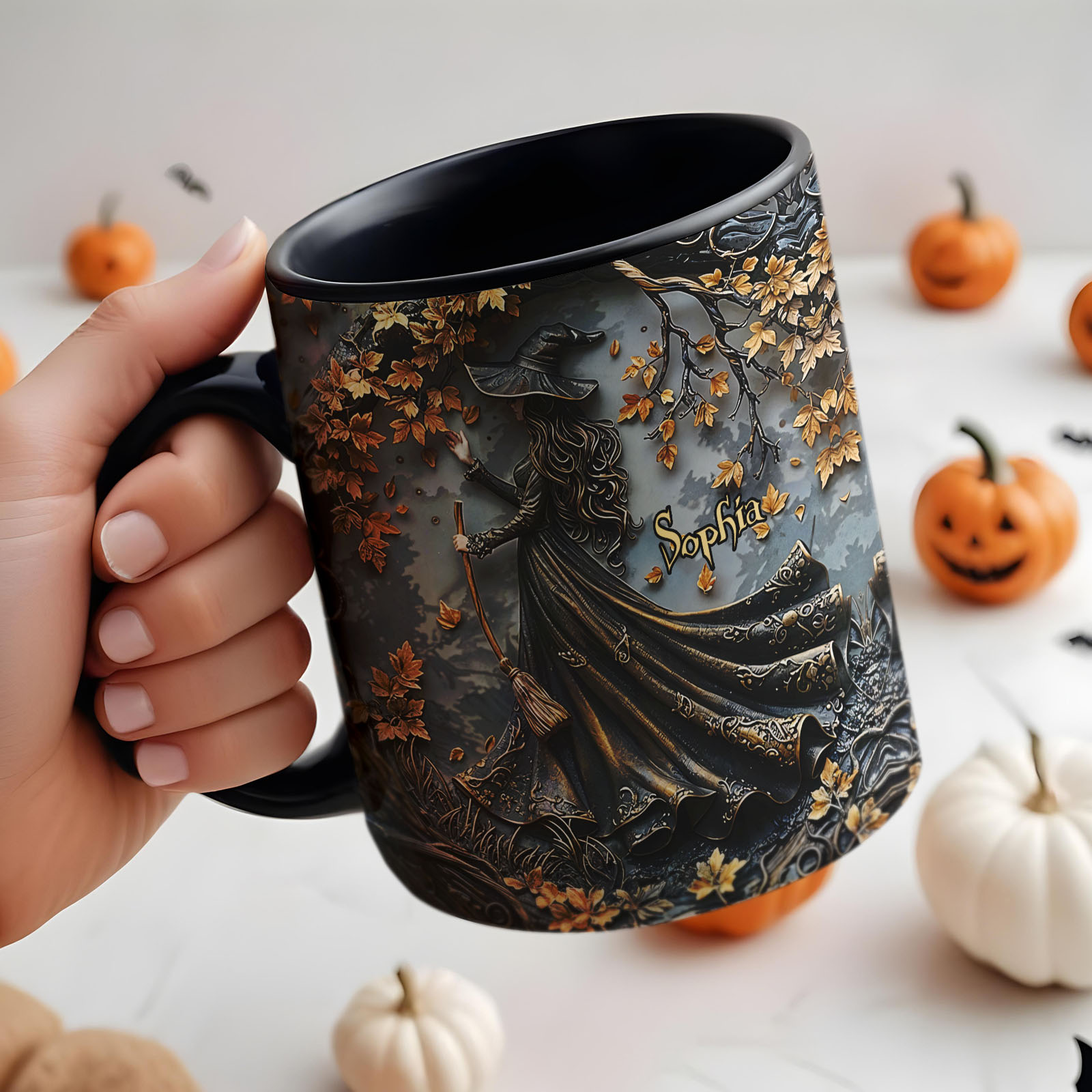 Tazza Personalizzata Con Nome E Accento Da Strega, Bellissima Tazza Personalizzata Con Strega, Regalo Di Halloween - GiftlabIT