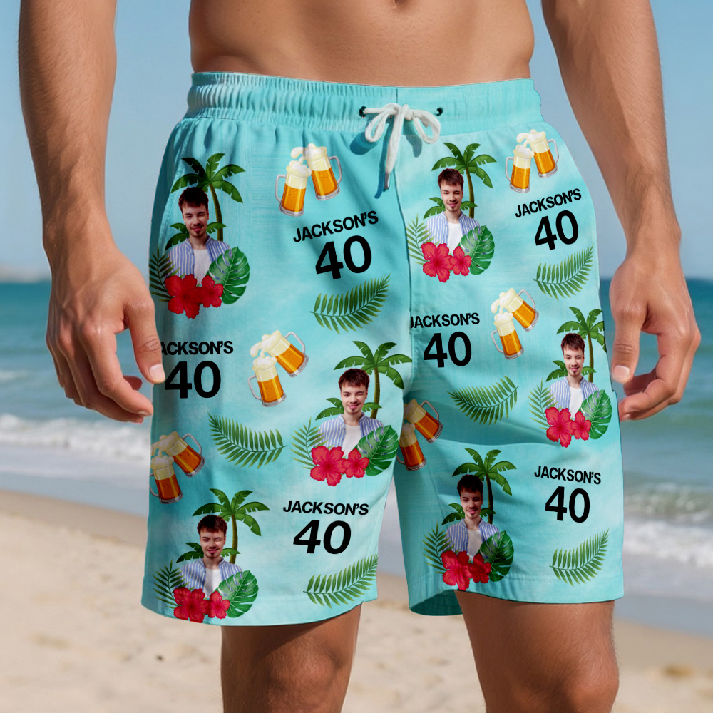 Costume Da Bagno Personalizzato Per Il Compleanno Con Viso E Testo, Regalo Di Compleanno Per Lui - GiftlabIT