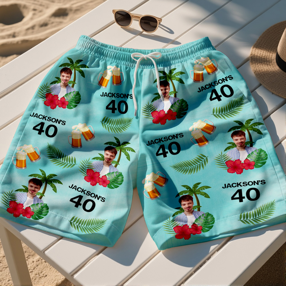 Costume Da Bagno Personalizzato Per Il Compleanno Con Viso E Testo, Regalo Di Compleanno Per Lui - GiftlabIT
