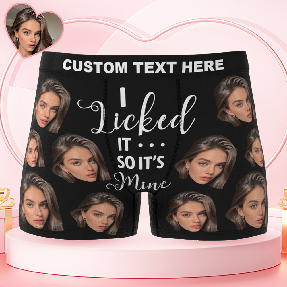 Boxer Da Uomo Personalizzati Con Grande Faccia 'it's Mine' - Regalo Divertente Per San Valentino Per Lui - GiftlabIT