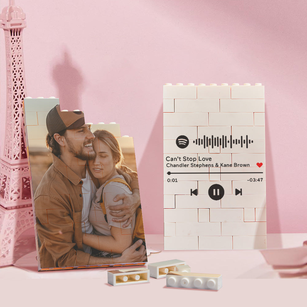 Regali Di San Valentino Edificio Rettangolare In Mattoni Personalizzato Blocco Fotografico Codice Spotify - GiftlabIT