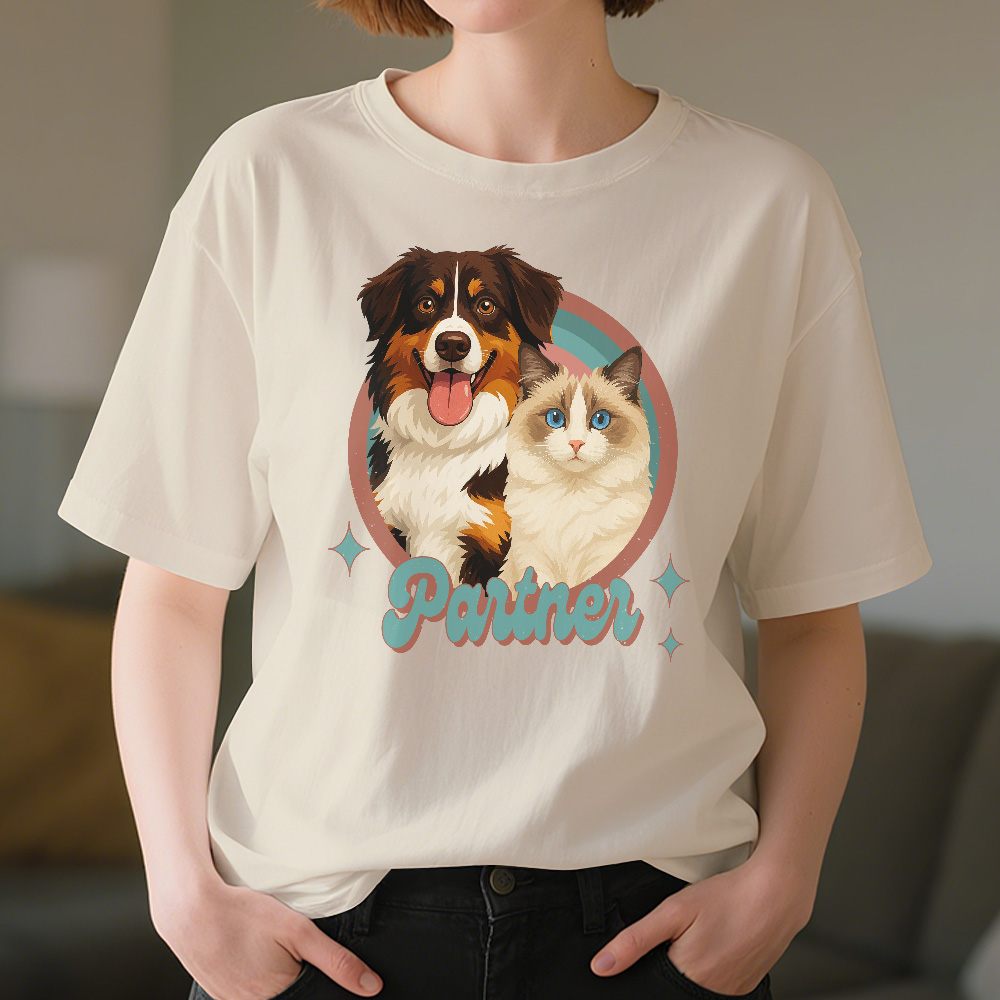 Maglietta Personalizzata Con Ritratto Di Cane, Foto E Nome Personalizzati, Stile Vintage Retrò, Per Animali Domestici. - GiftlabIT