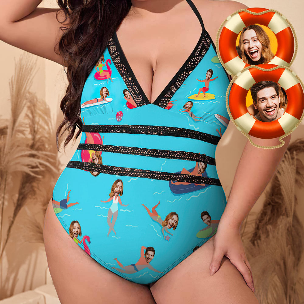 Costume Da Bagno Intero Taglie Forti Con Stampa Viso, Ideale Come Regalo Per Feste In Piscina. - GiftlabIT