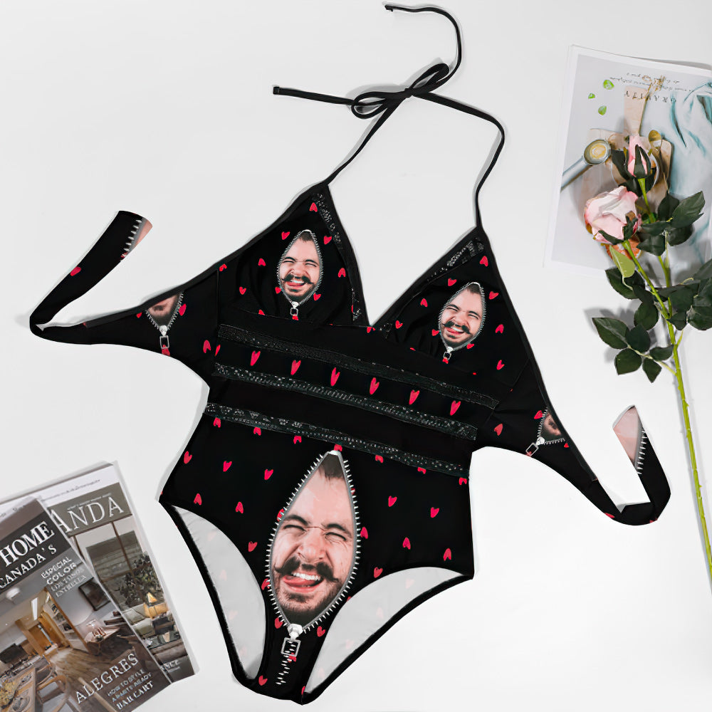 Costumi Da Bagno Neri Taglie Forti Con Cerniera Sul Viso, Regalo Per Lei - GiftlabIT