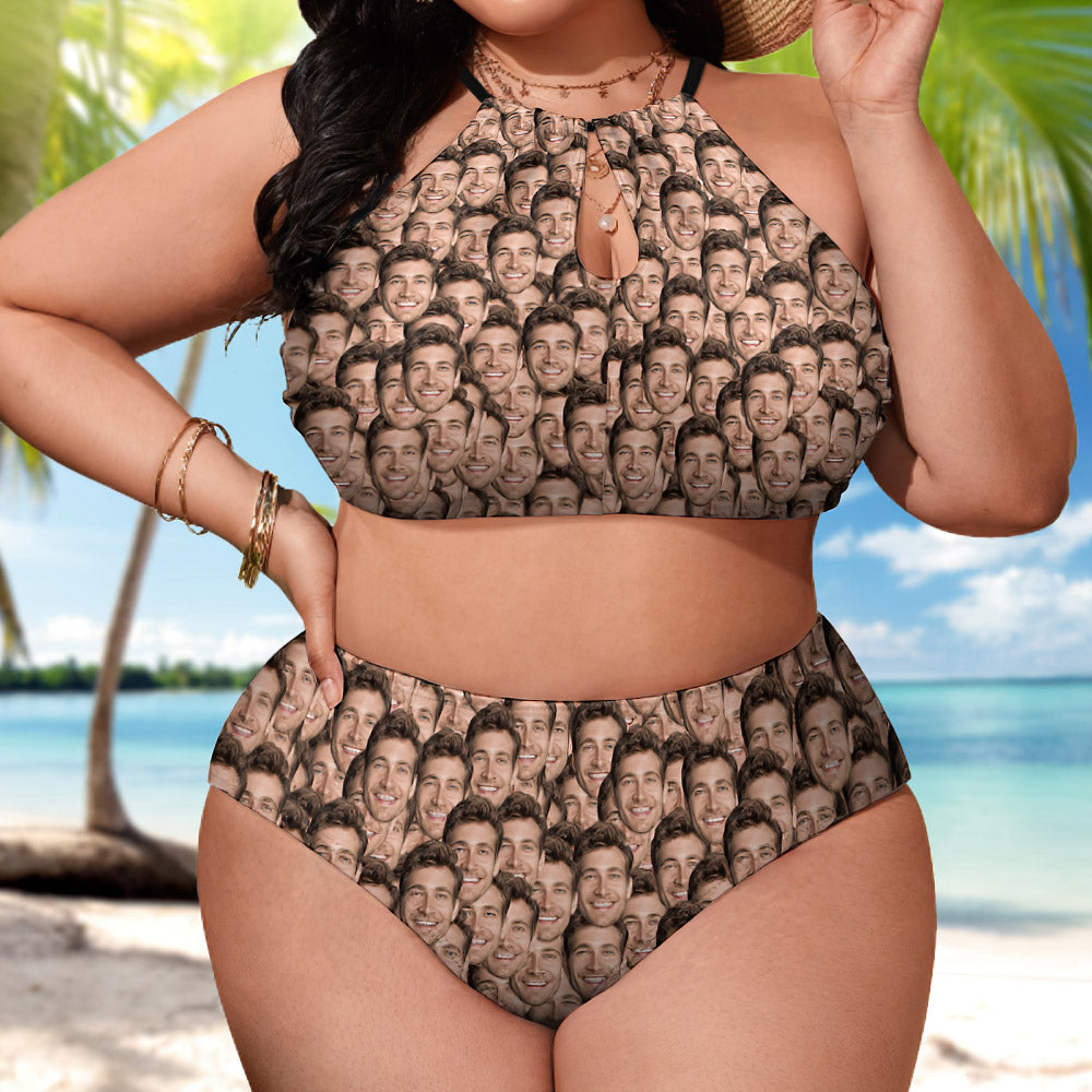 Costumi Da Bagno Taglie Forti Con Viso Personalizzato, Bikini A Vita Alta, Regali Divertenti Per Donne - GiftlabIT