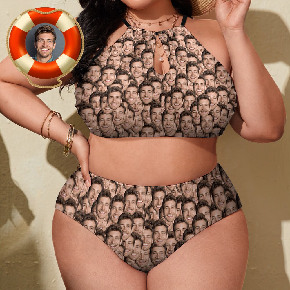 Costumi Da Bagno Taglie Forti Con Viso Personalizzato, Bikini A Vita Alta, Regali Divertenti Per Donne - GiftlabIT