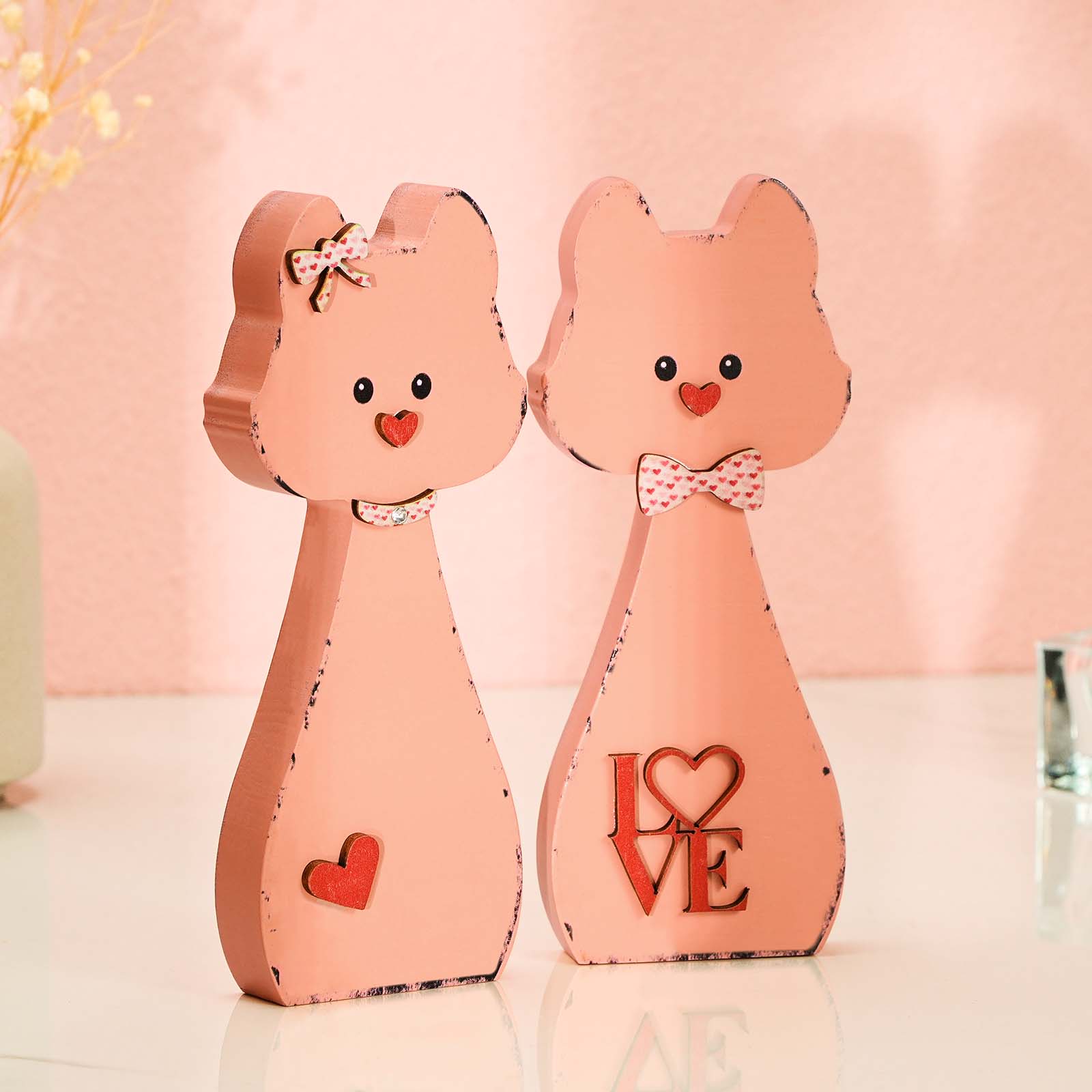 Decorazione Per La Casa Con Coppia Di Cani In Legno, Regalo Di San Valentino Per La Coppia - GiftlabIT