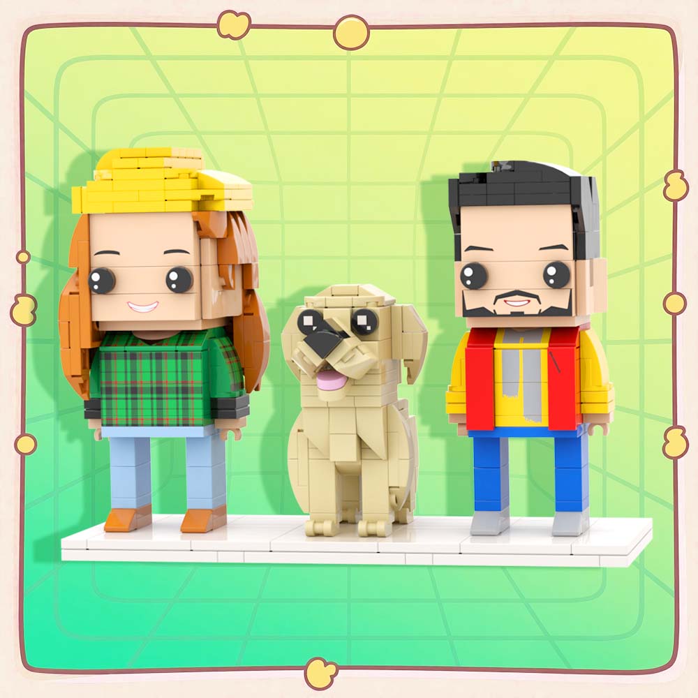 Personaggi In Mattoncini Personalizzabili A Figura Intera Per 2 Persone, Personaggi In Mattoncini Personalizzati Con Animali Domestici, Regalo Per Coppie - GiftlabIT