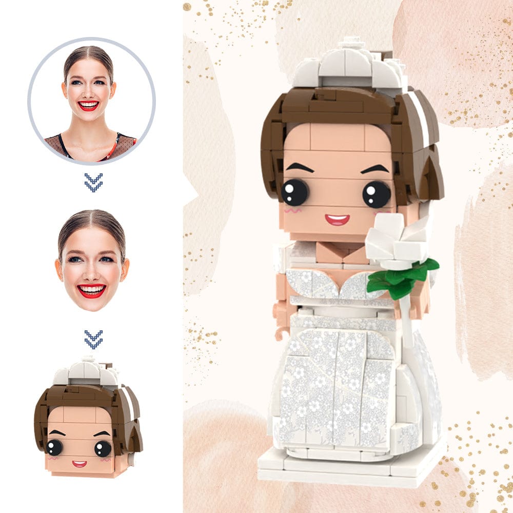 Regali Di Nozze Abito Da Sposa Con Bouquet Di Fiori Figure In Mattoncini Figure In Mattoncini Con Testa Personalizzata Giocattolo A Blocchi Di Piccole Particelle - GiftlabIT