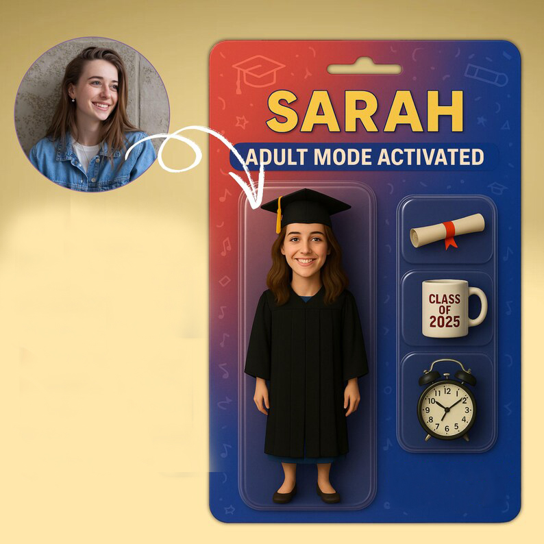 Action Figure Completamente Personalizzabile Con Effetto 3d, Confezione Regalo In Stile Scatola Giocattolo, Regalo Artistico Personalizzato In Acrilico, Appendiabiti Per Auto, Regalo Di Laurea. - GiftlabIT