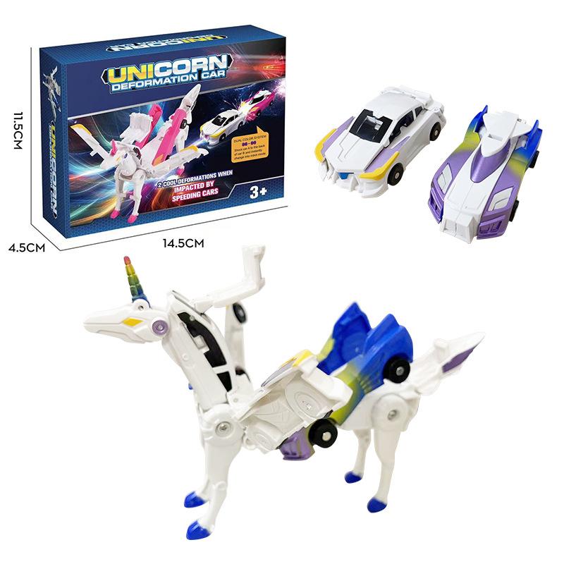 Giocattolo Trasformabile Pony Che Si Trasforma In Unicorno In Seguito A Una Collisione Tra Due Auto, Adatto A Bambini E Bambine. - GiftlabIT